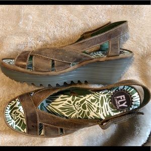 Fly London leather wedges